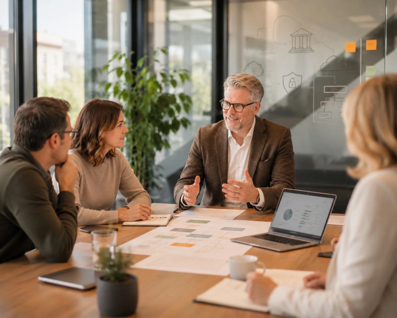 Strategisches Meeting in moderner Büroumgebung